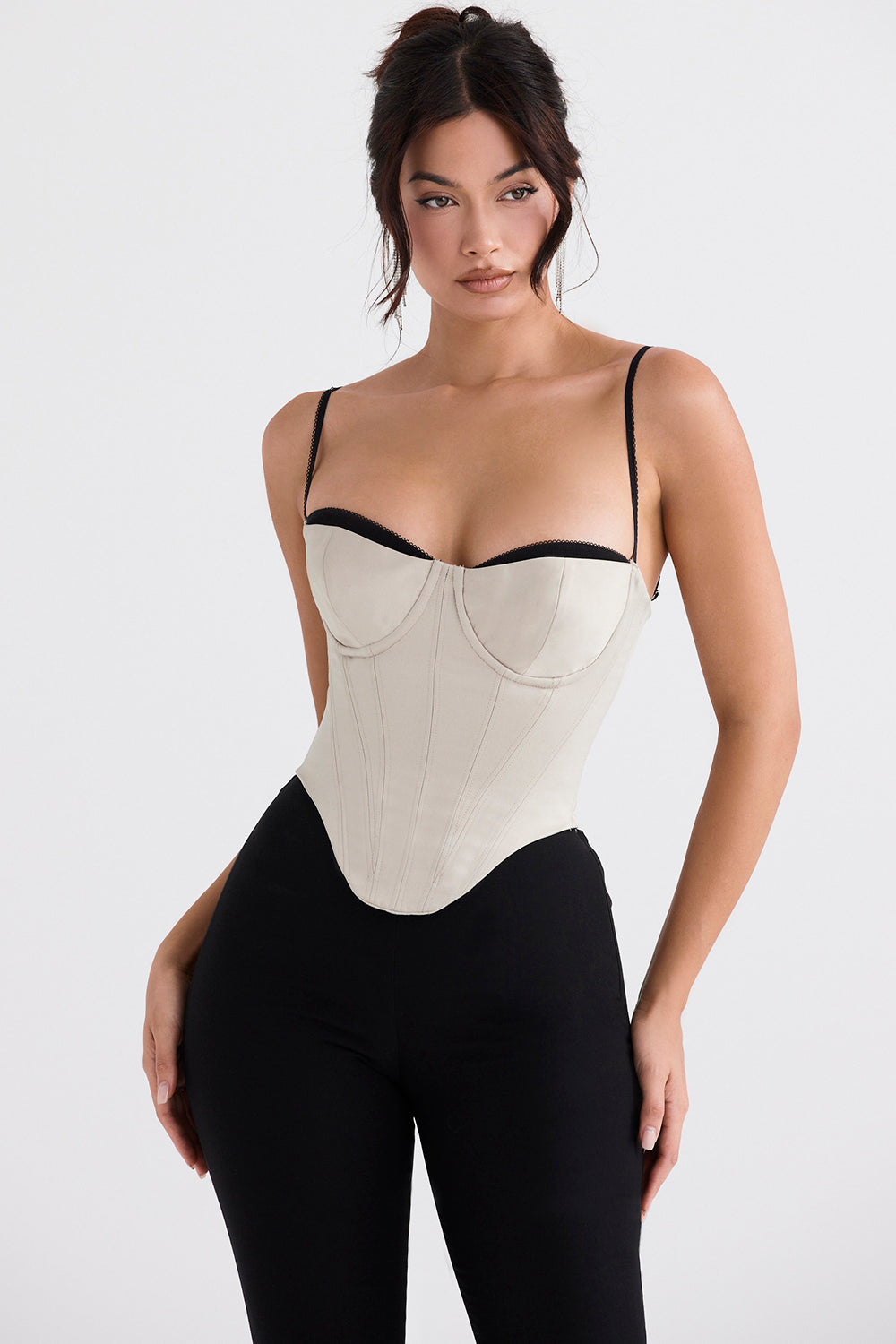 LUETTE WHITE SATIN UNDERWIRED CORSET - White