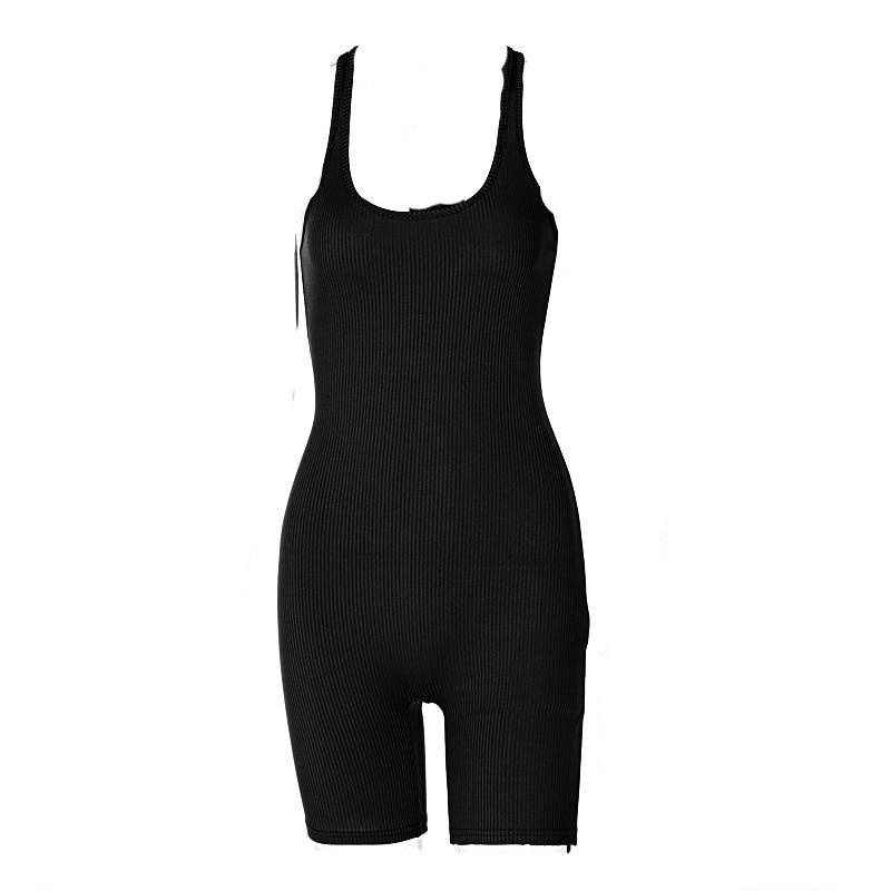 BEYONCE PRO ROMPER BIKER SHORTS BODYSUIT - Black