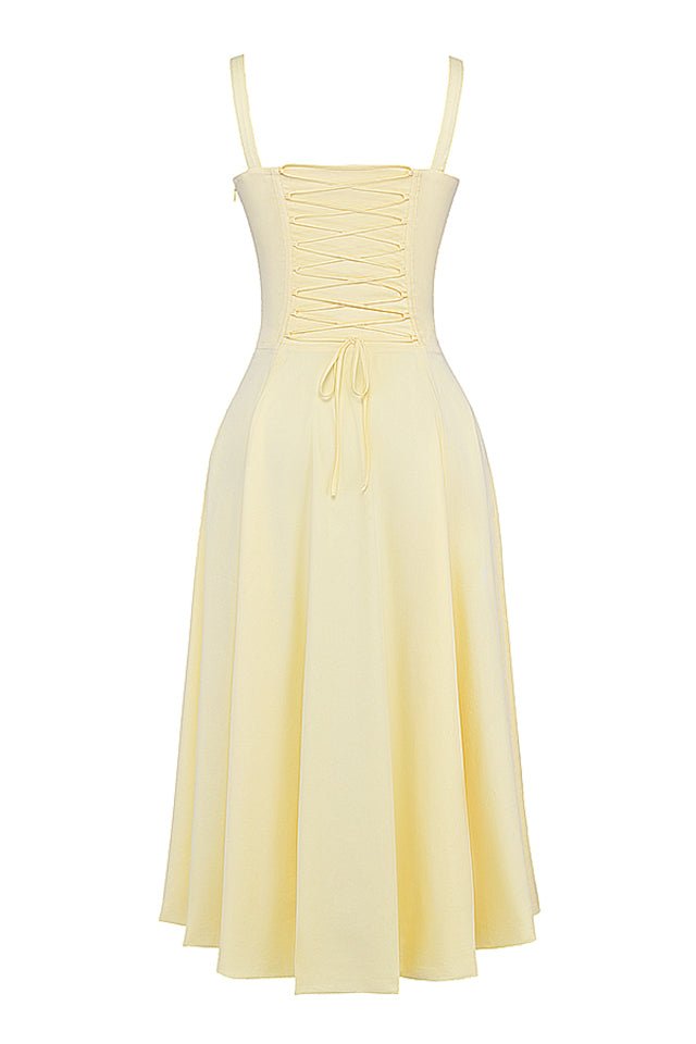 CARMEN BUTTERCUP BUSTIER MIDI DRESS - Yellow
