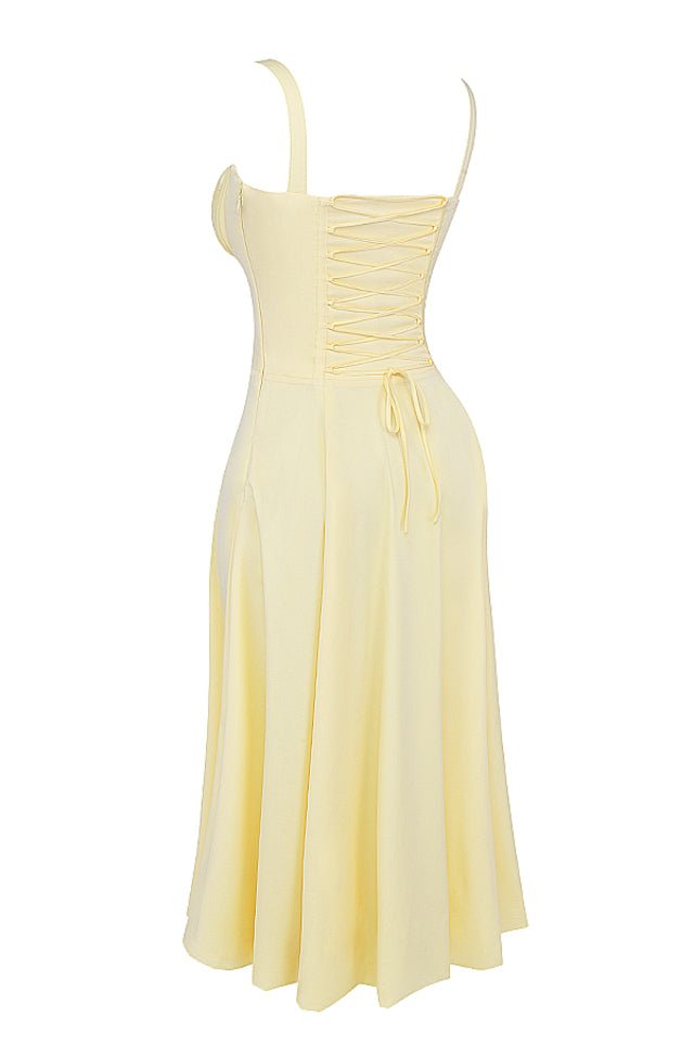 CARMEN BUTTERCUP BUSTIER MIDI DRESS - Yellow