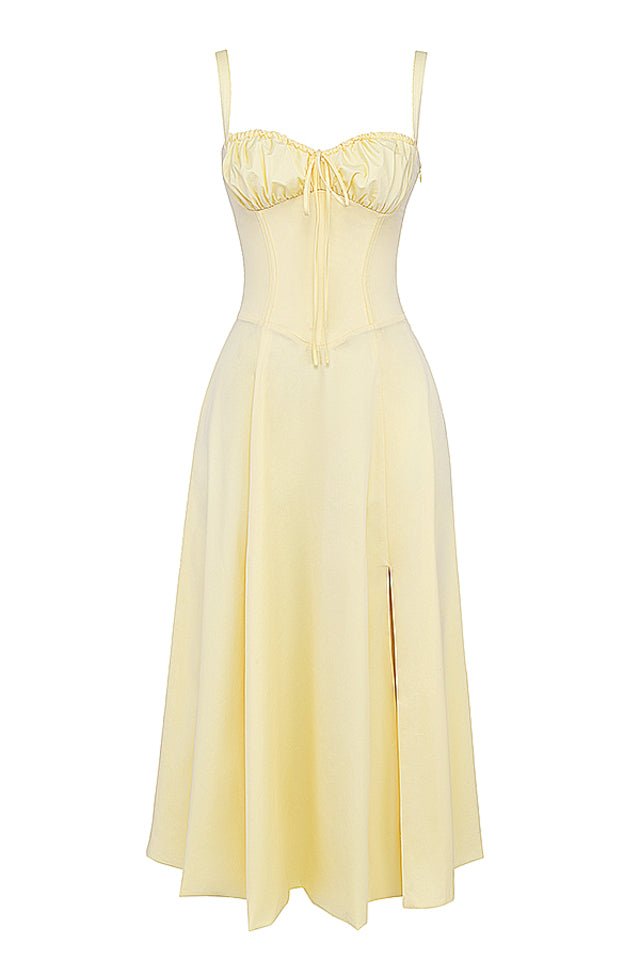 CARMEN BUTTERCUP BUSTIER MIDI DRESS - Yellow