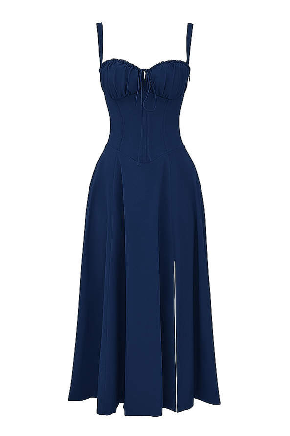 CARMEN FRENCH NAVY BUSTIER MIDI DRESS - Dark Blue