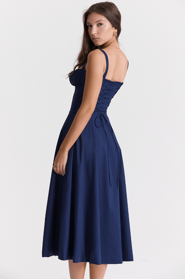 CARMEN FRENCH NAVY BUSTIER MIDI DRESS - Dark Blue
