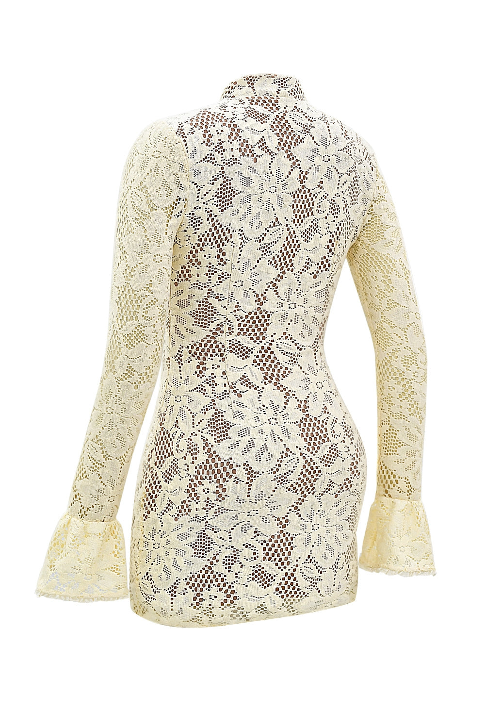 Brianna Keyhole Lace Mini Dress - Buttermilk white