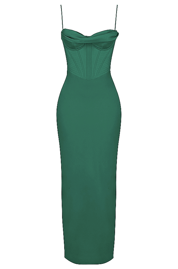 CHARMAINE FOREST CORSET MAXI DRESS - Dark green