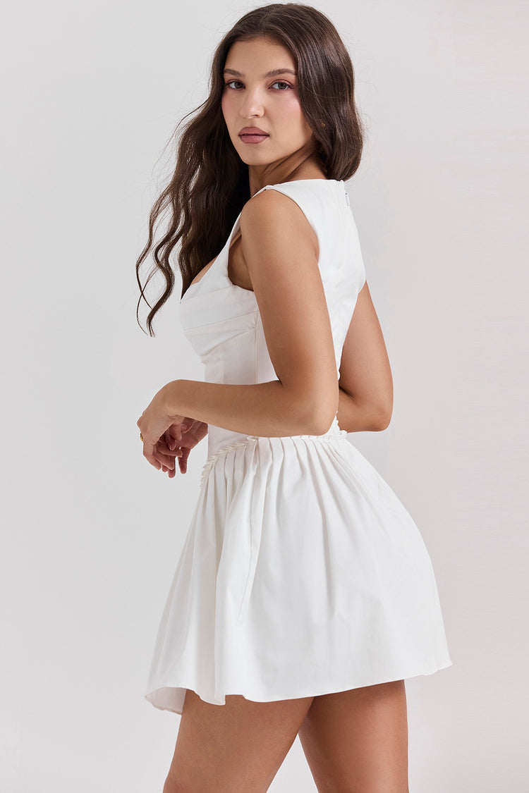 CUPID WHITE PLEATED MINI DRESS - White