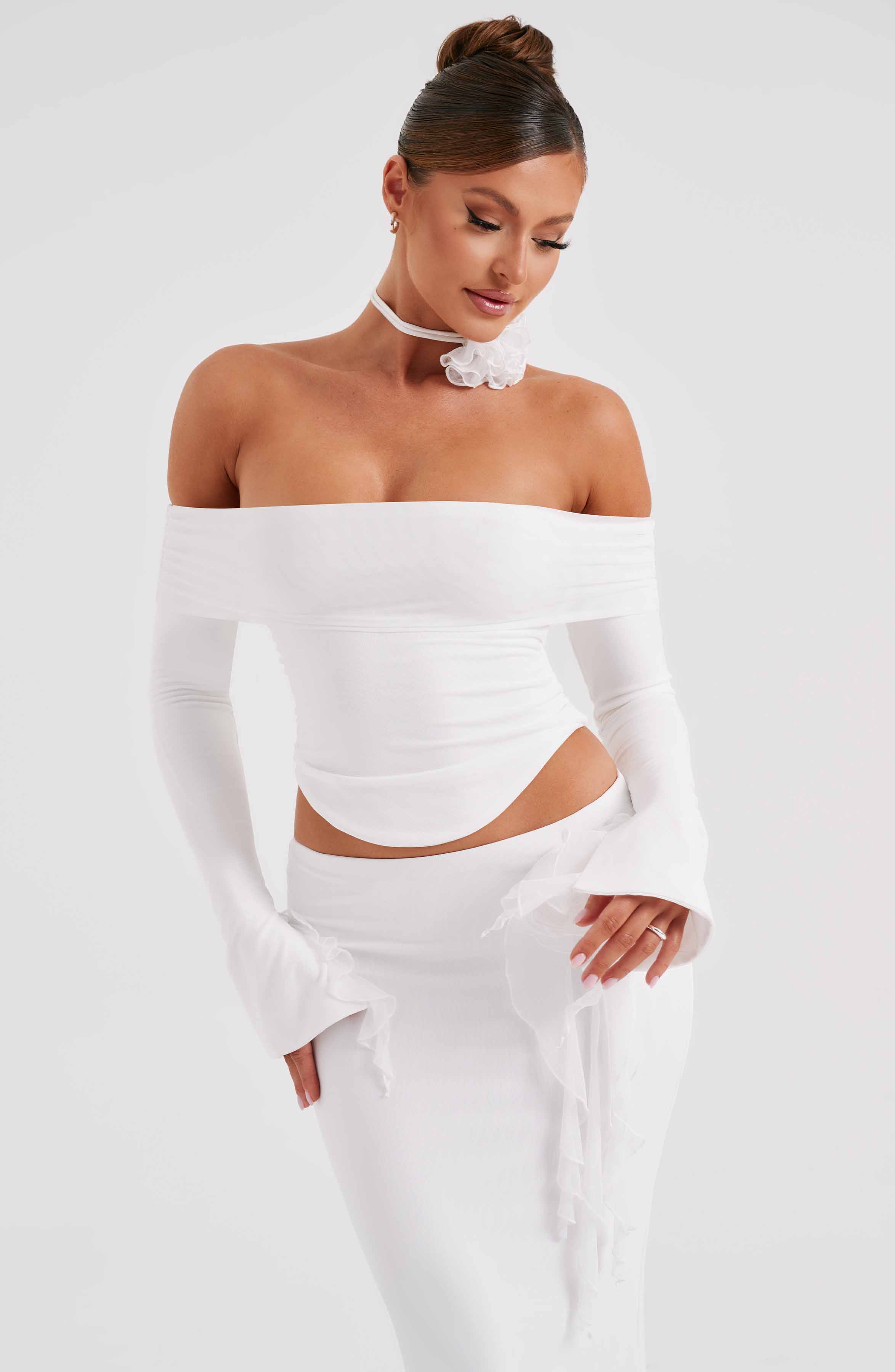 MONTE CARLO OFF SHOULDER MAXI DRESS SET - White