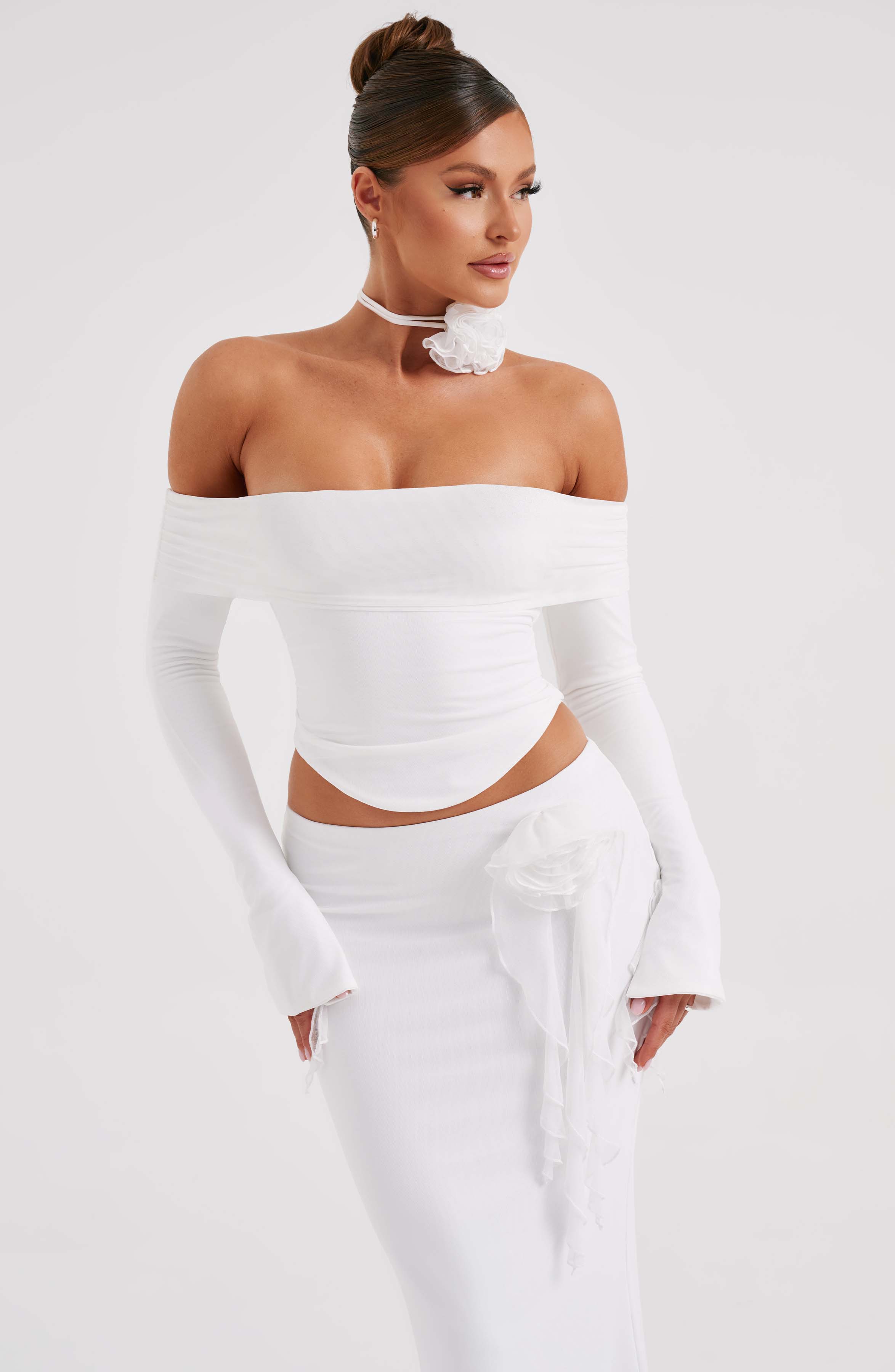MONTE CARLO OFF SHOULDER MAXI DRESS SET - White