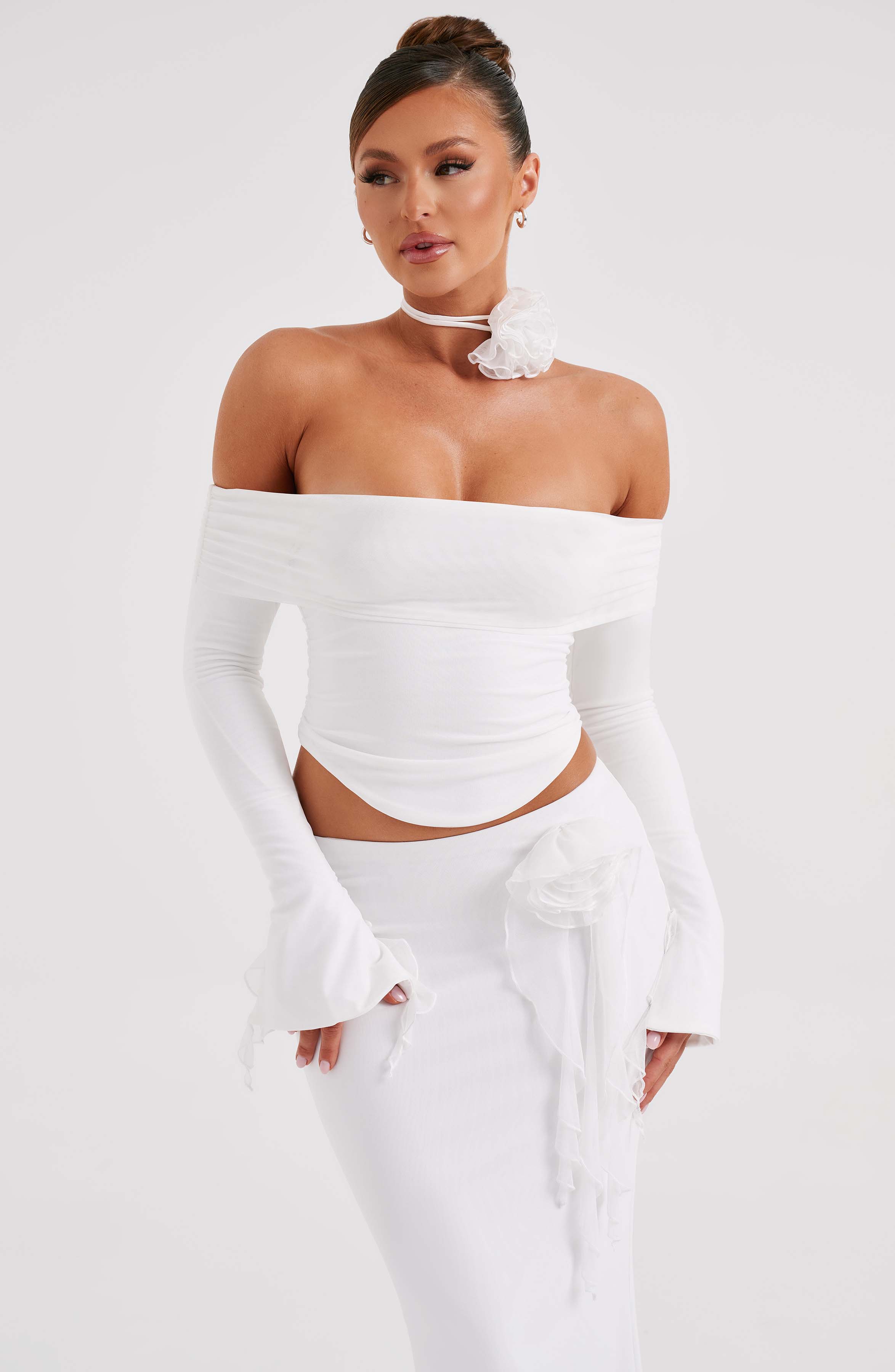 MONTE CARLO OFF SHOULDER MAXI DRESS SET - White