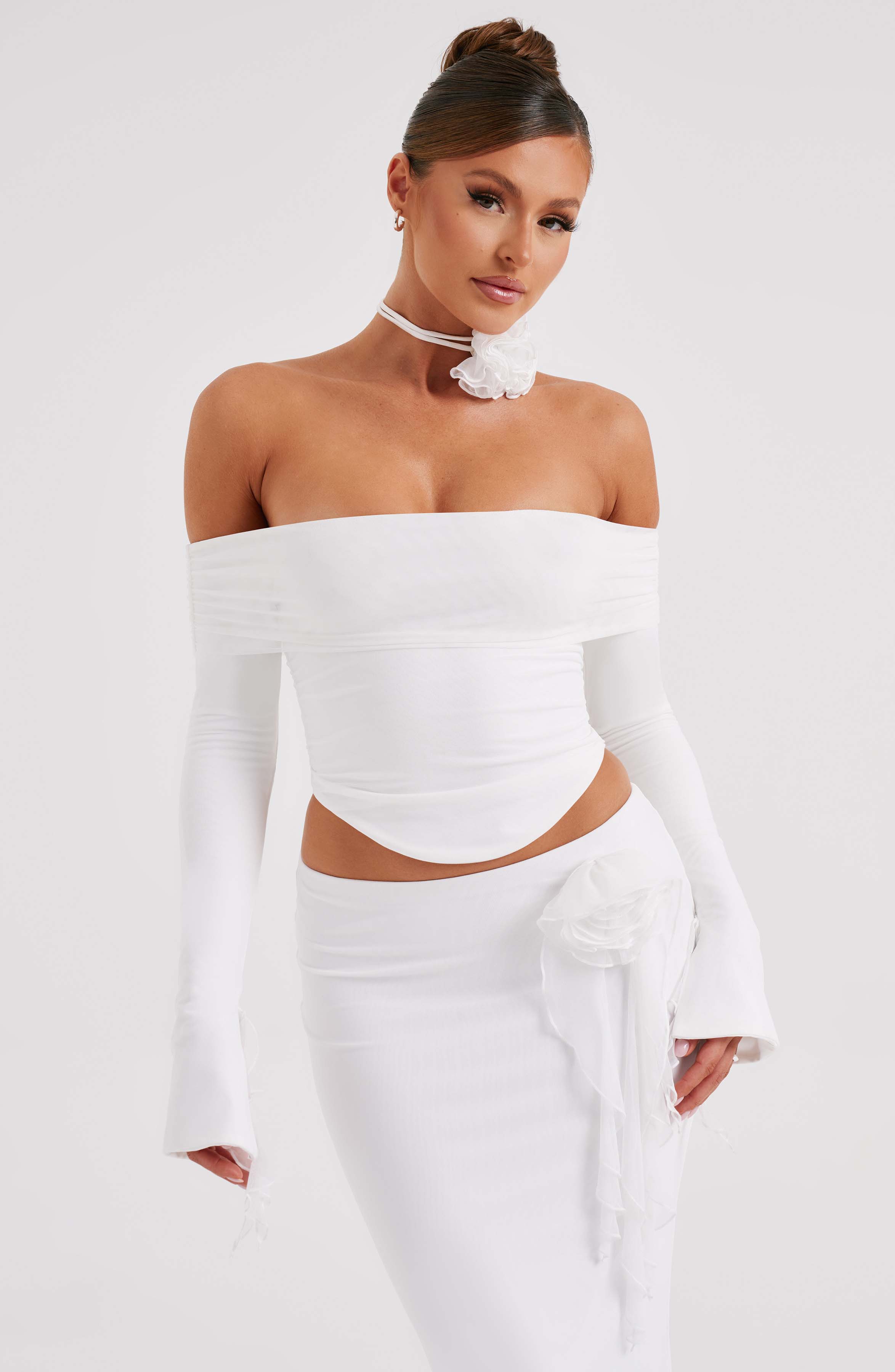MONTE CARLO OFF SHOULDER MAXI DRESS SET - White