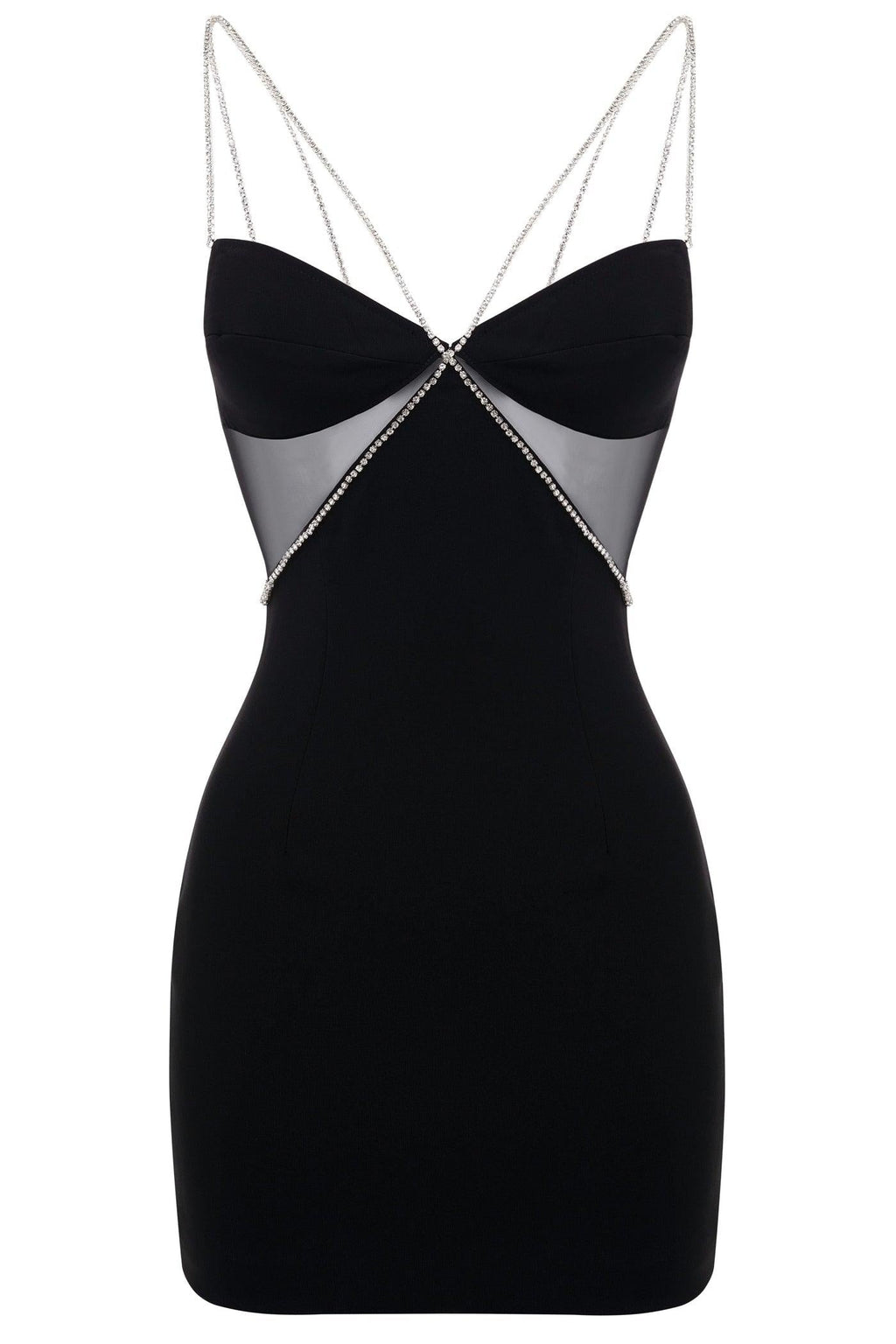 MADDY DIAMANTE STRAP CUTOUT MINI DRESS