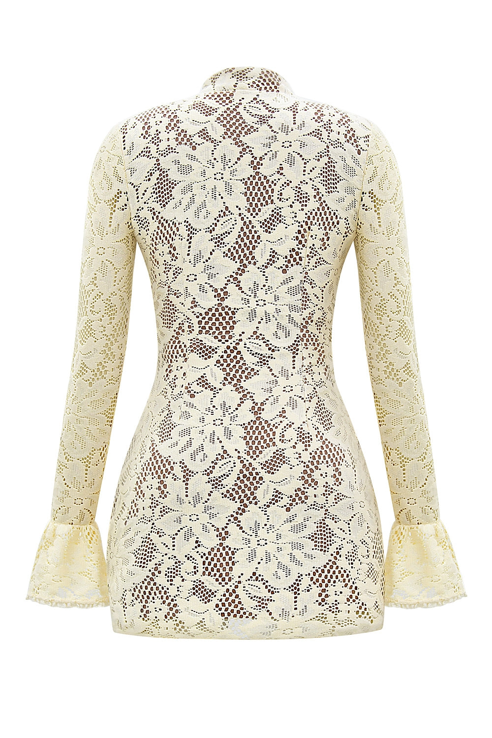 Brianna Keyhole Lace Mini Dress - Buttermilk white
