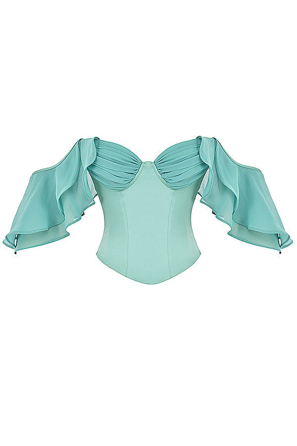 ISABELLA JADE RUFFLE SLEEVE CORSET - Blue