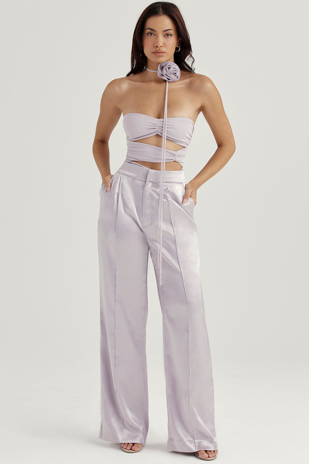 JOIE GREY FLOWER TRIMMED MESH BODYSUIT - purple