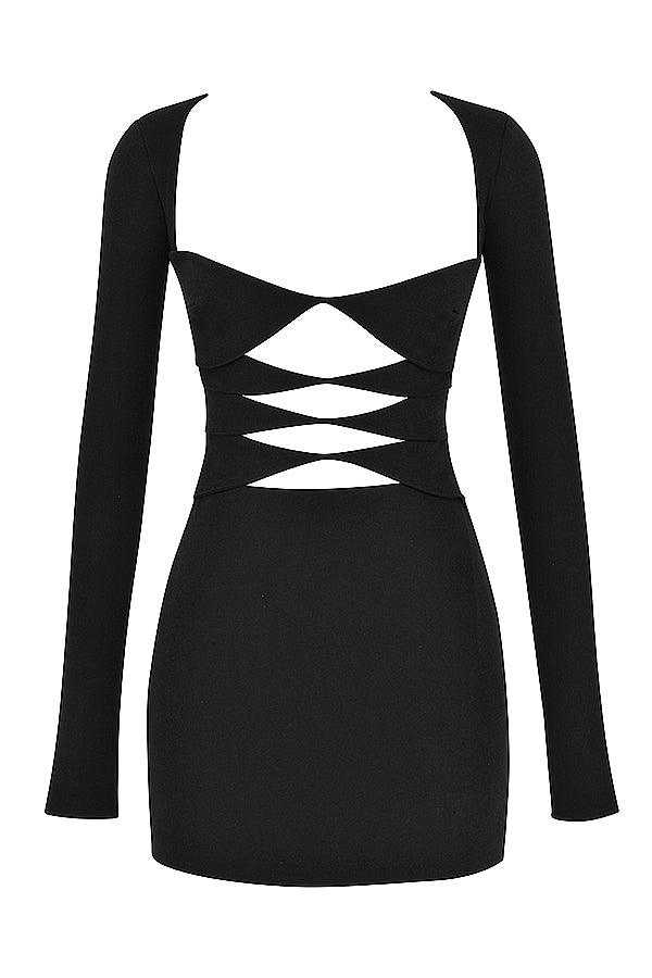 ELIZE BLACK CUT OUT MINI DRESS - Black