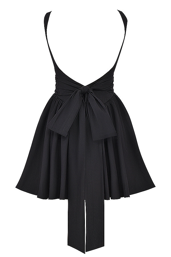 FLORIANNE BOW MINI DRESS - Black