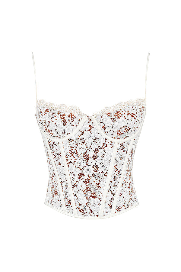 MILA LACE UNDERWIRED CORSET - White