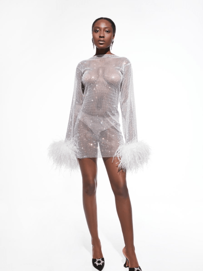 GIVONA RHINESTONE EMBELLISHED MINI DRESS - Snow White