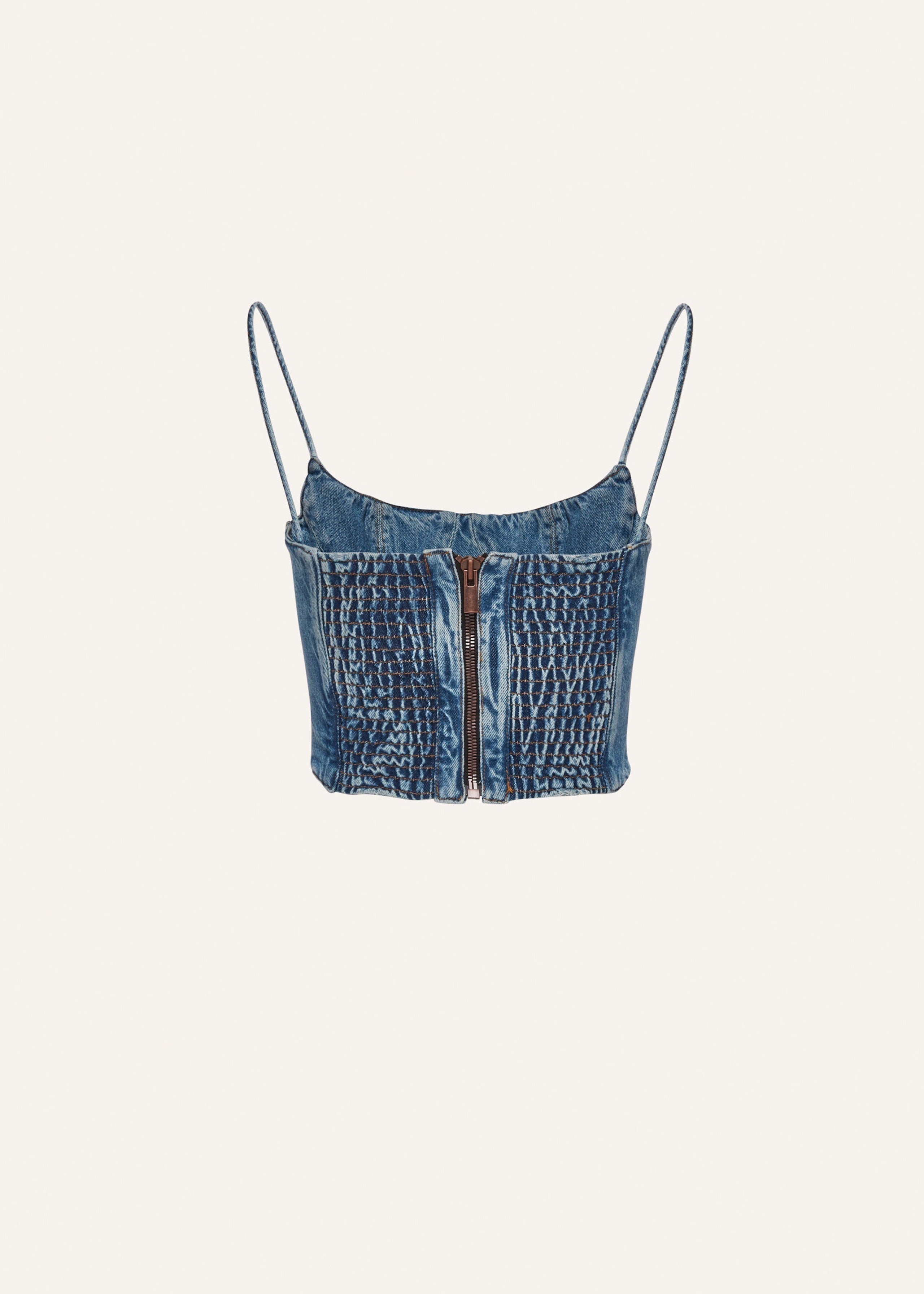 ROSALINE Denim demi bustier top in blue - Dark Blue