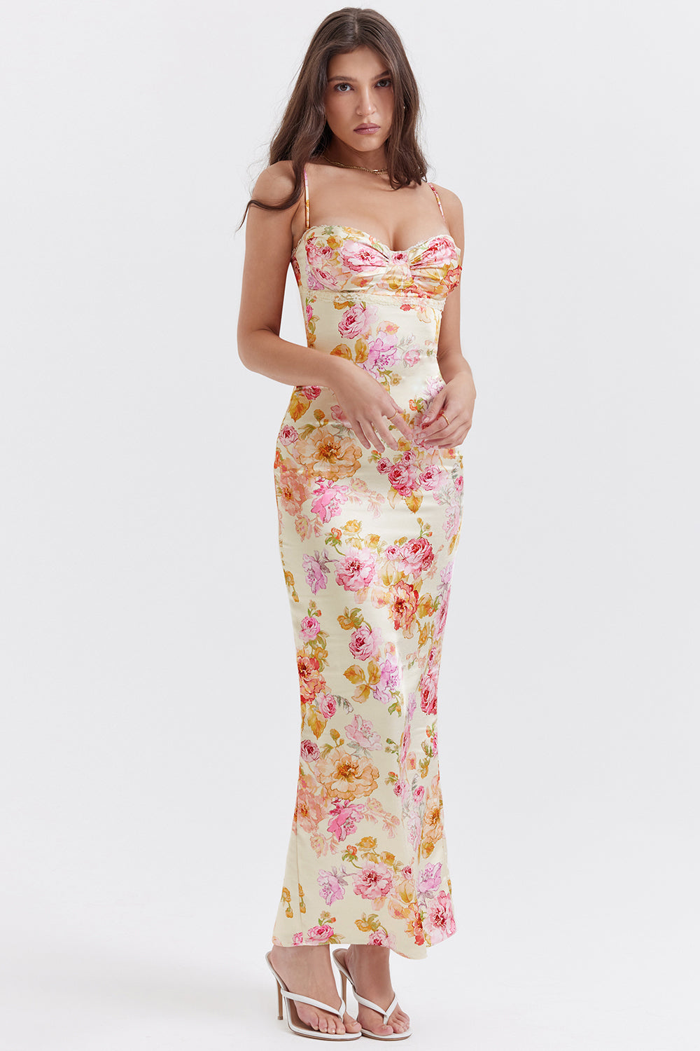 JOSEFINA IVORY FLORAL MAXI DRESS - Beige