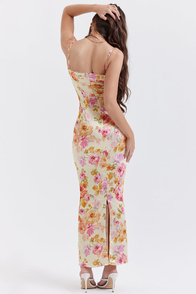 JOSEFINA IVORY FLORAL MAXI DRESS - Beige