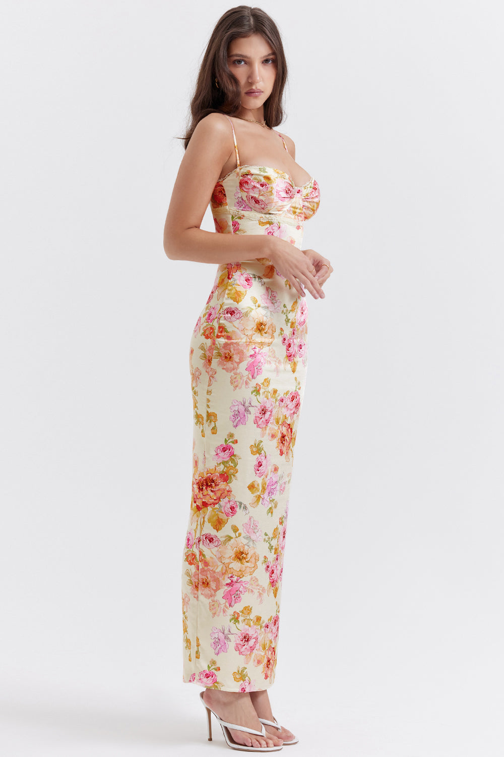 JOSEFINA IVORY FLORAL MAXI DRESS - Beige