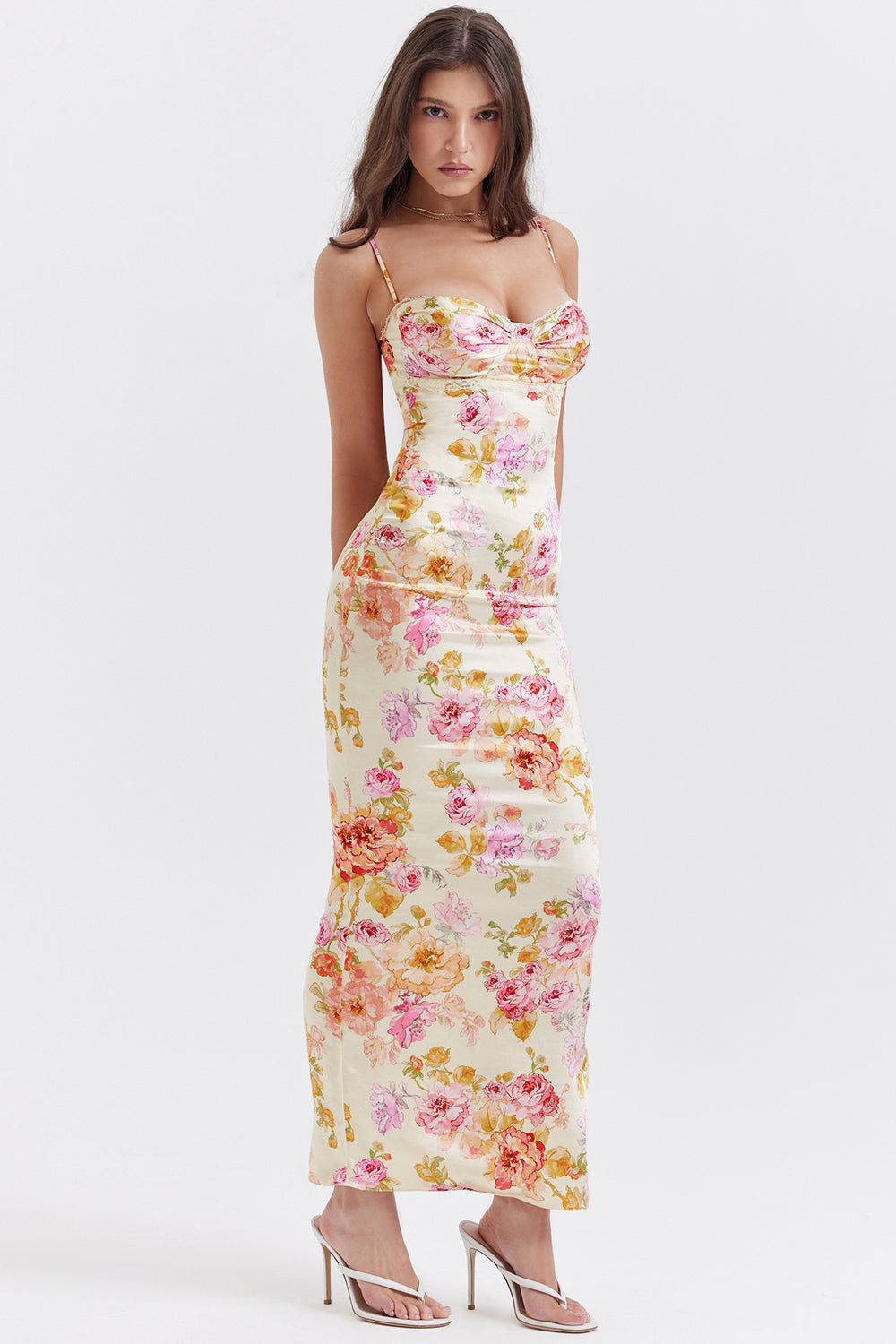JOSEFINA IVORY FLORAL MAXI DRESS - Beige