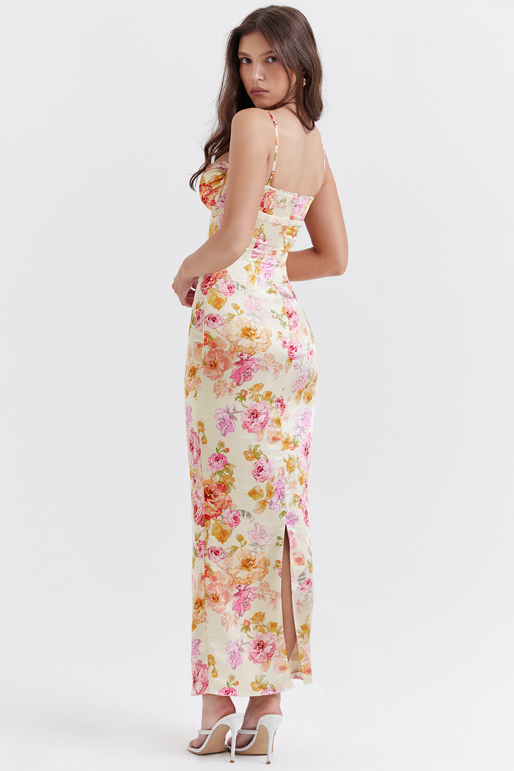 JOSEFINA IVORY FLORAL MAXI DRESS - Beige