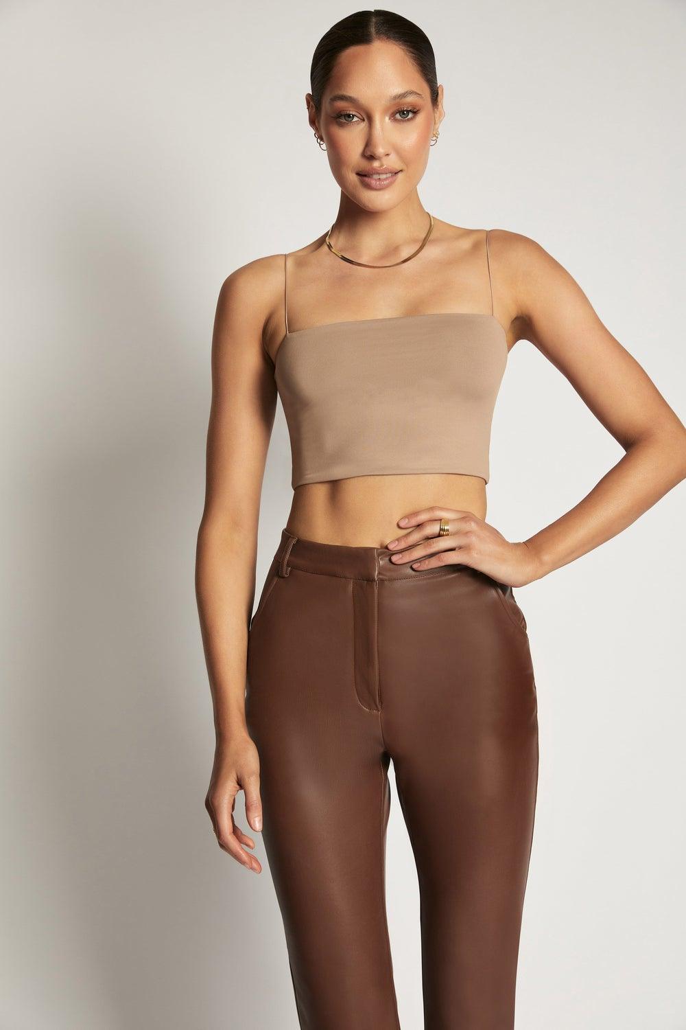 YVES Basic Crop Tank Top - Light Brown