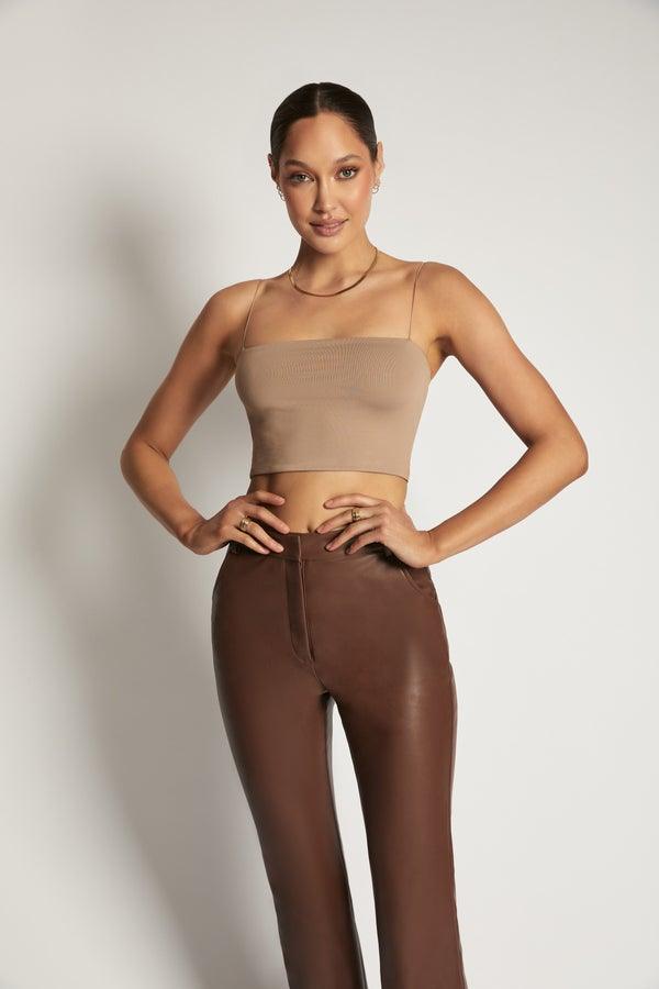 YVES Basic Crop Tank Top - Light Brown