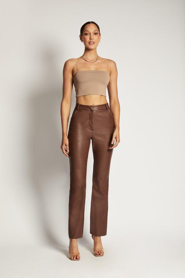 YVES Basic Crop Tank Top - Light Brown