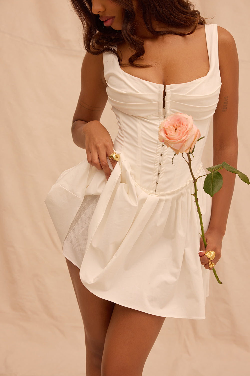 CUPID WHITE PLEATED MINI DRESS - White