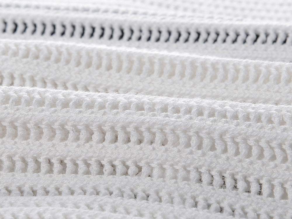 Hand-hooked ruffle lapel, single-breasted knitted skirt