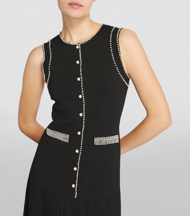 SANDRO Bead-Trim Midi Dress