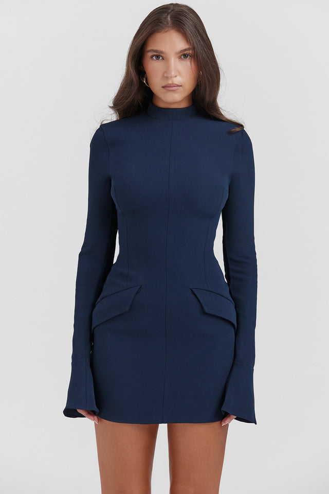 MAHALIA NAVY MINI DRESS - Navy Blue
