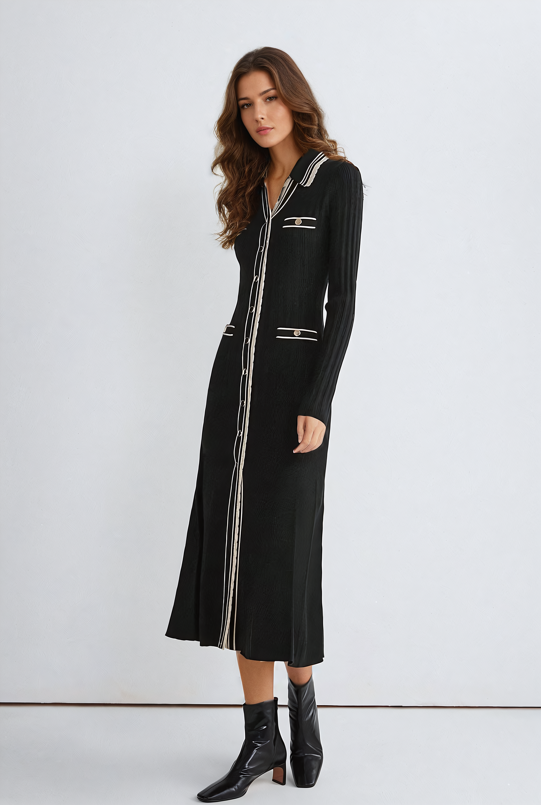 Alexandrine Knit Midi / Maxi Dress - BLACK