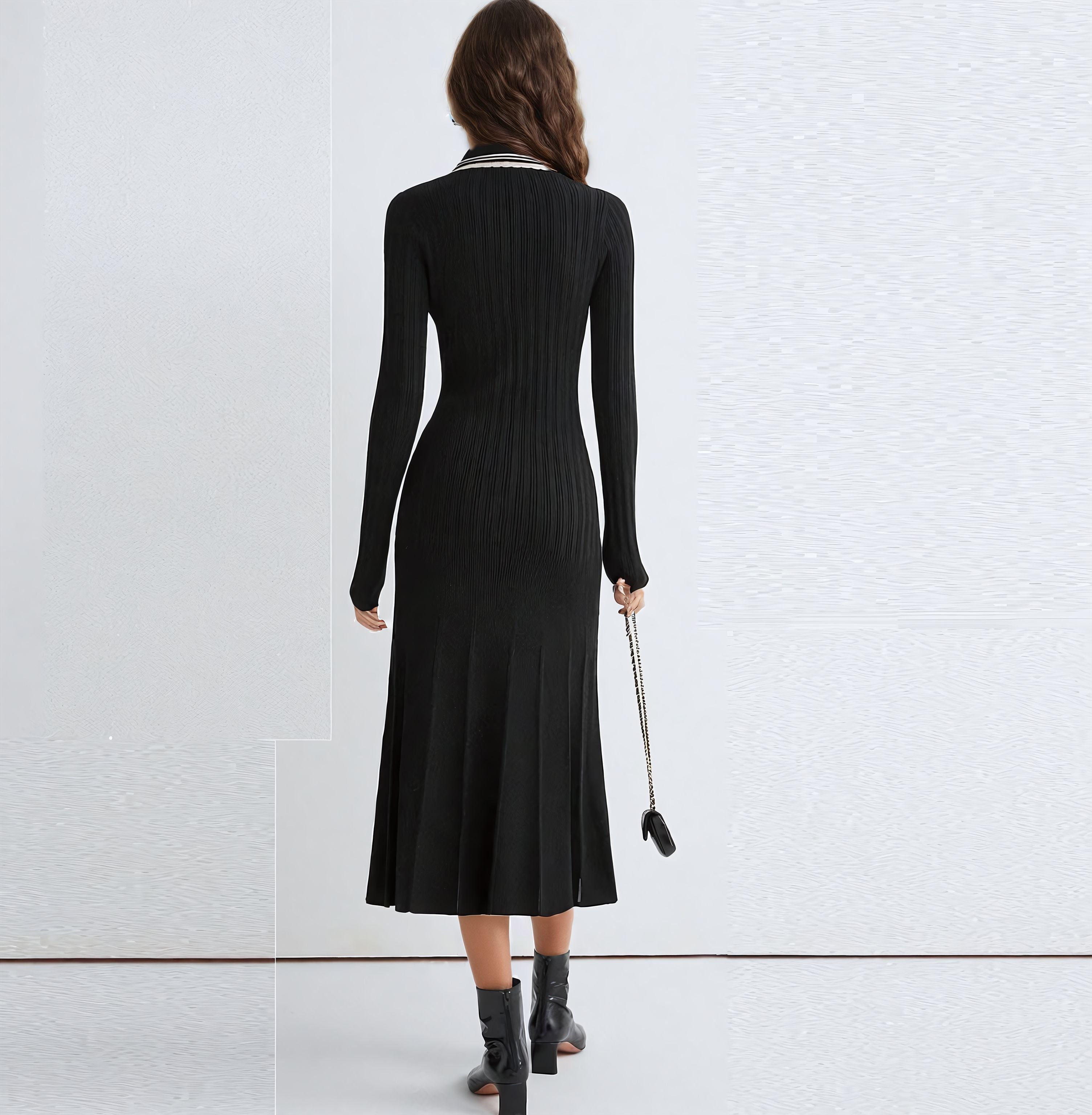Alexandrine Knit Midi / Maxi Dress - BLACK