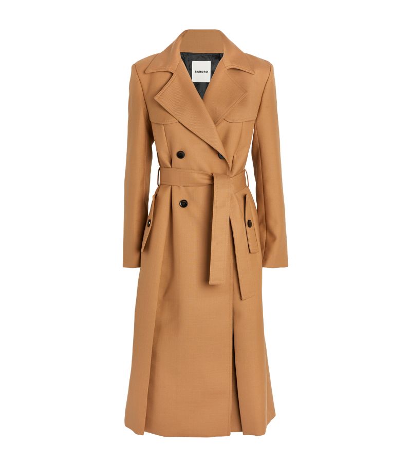 SANDRO Wool-Blend Trench Coat