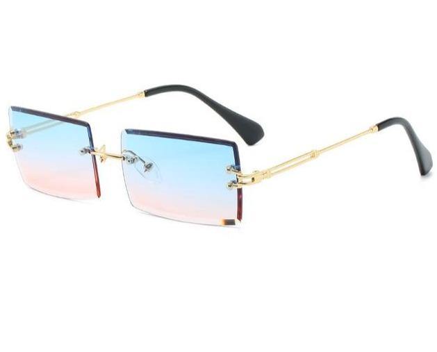 Rimless Stunner Sunglasses - Blue/Pink