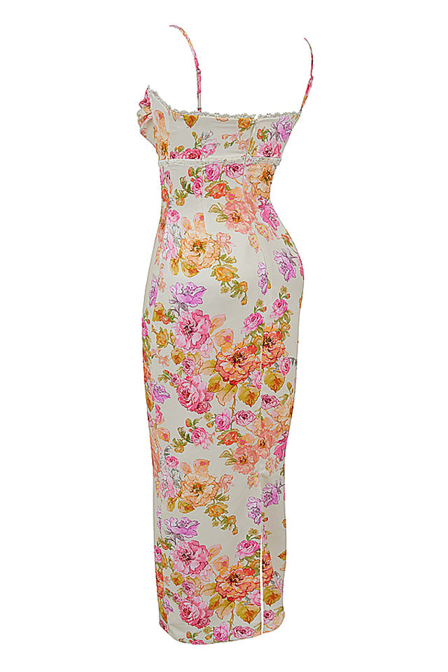 JOSEFINA IVORY FLORAL MAXI DRESS - Beige