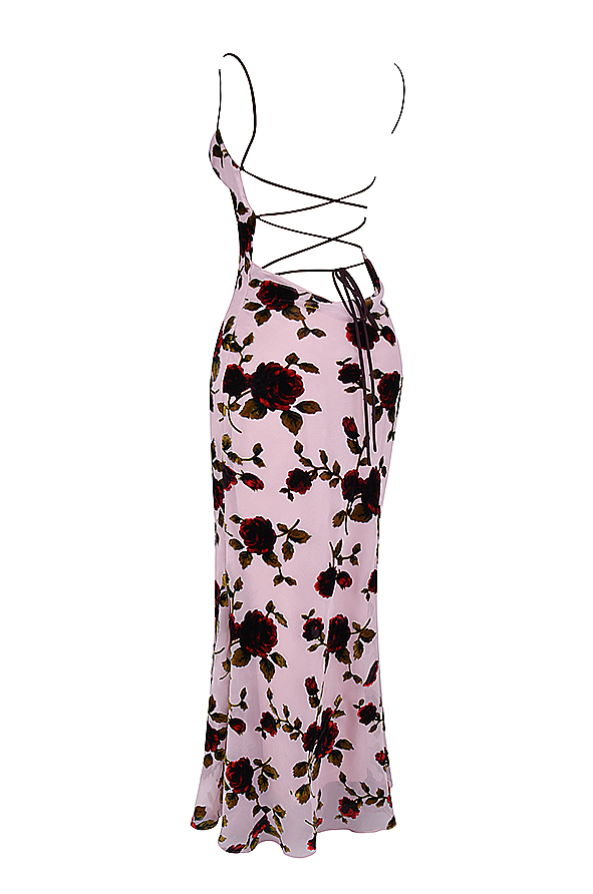 SERENA PINK DEVORE FLORAL MAXI DRESS - Light Pink