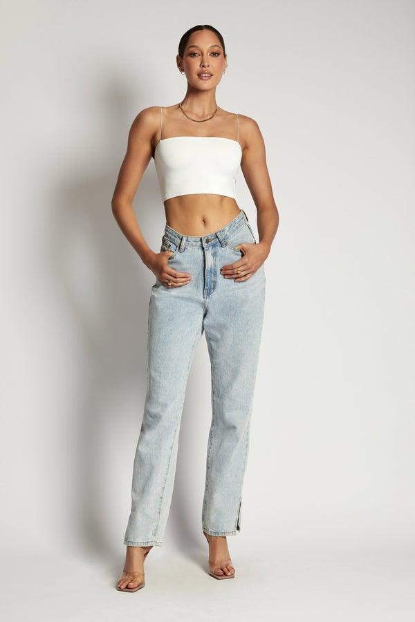 YVES Basic Crop Tank Top - White