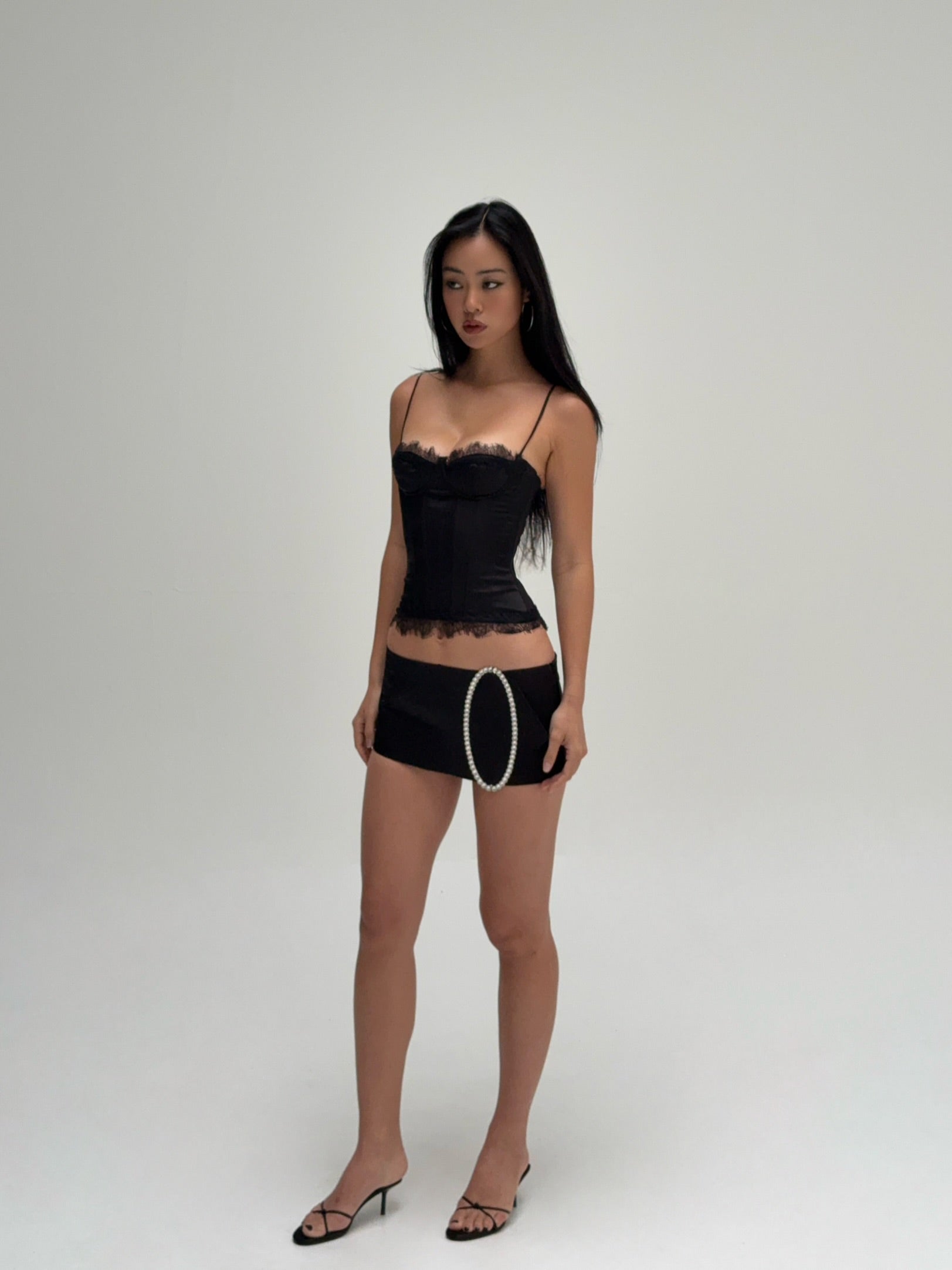 Pantera Sculpture Lace Corset top - Black