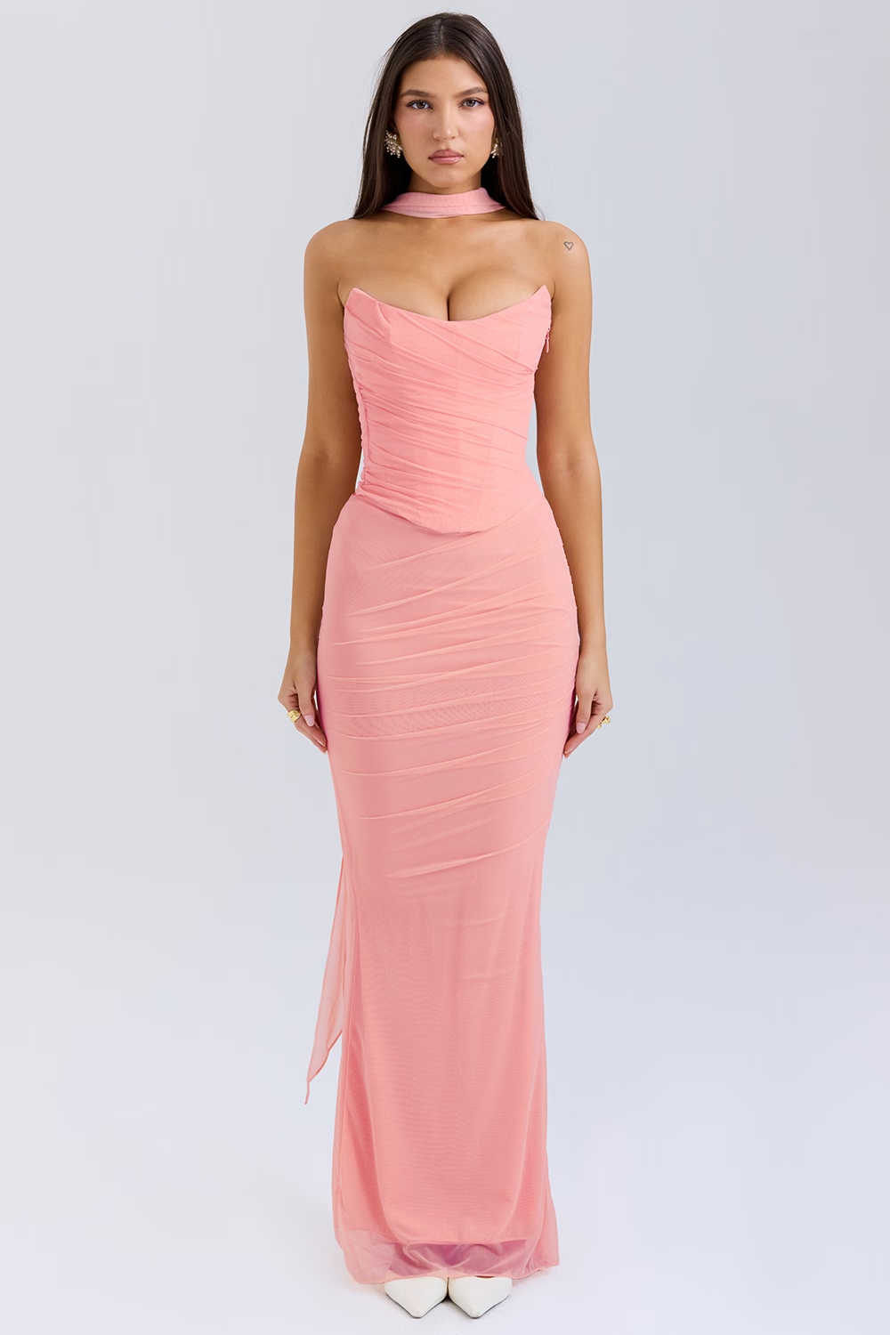 Cassidy peach fluted hem maxi skirt - Pink