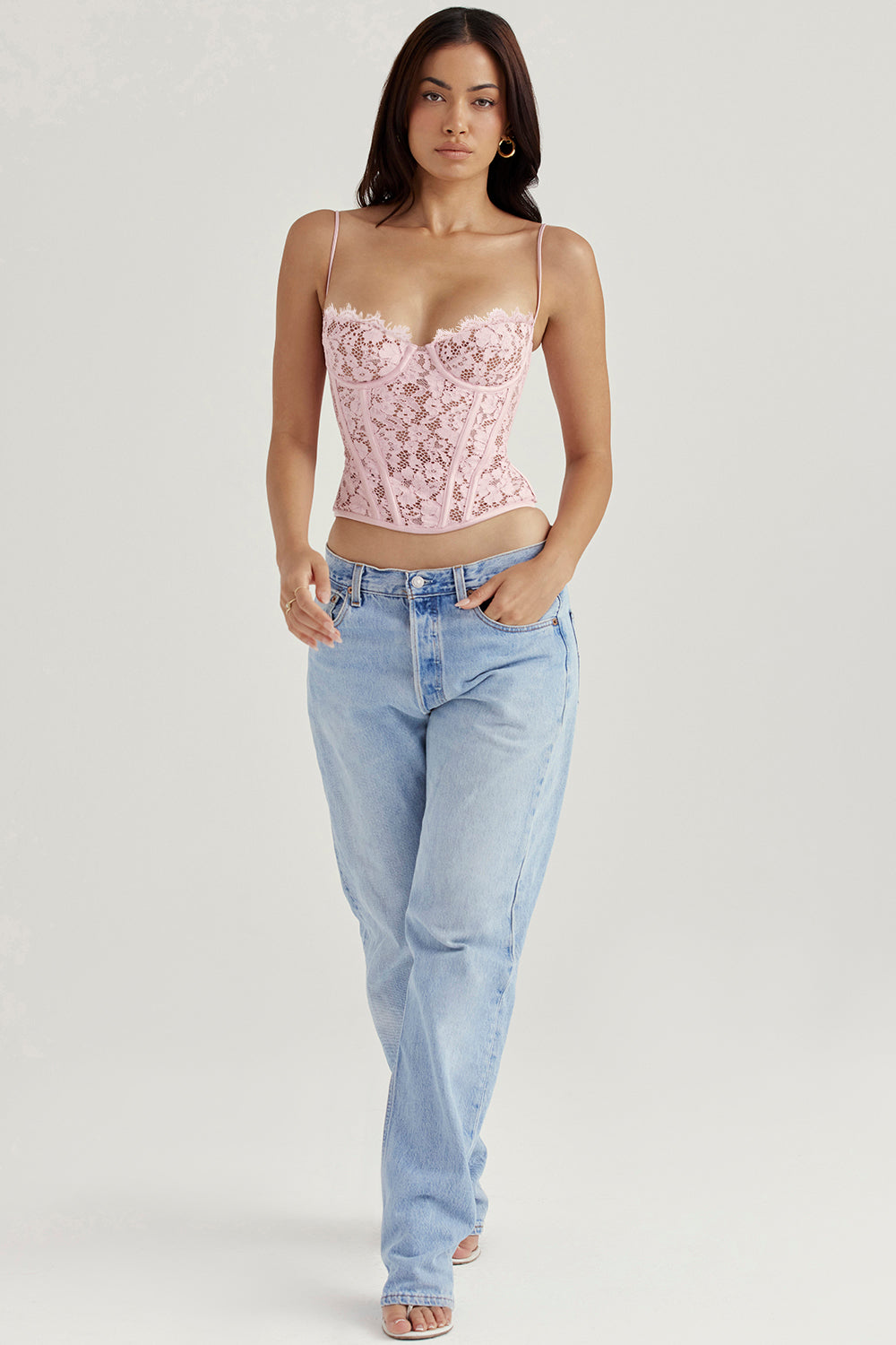MILA LACE UNDERWIRED CORSET - White