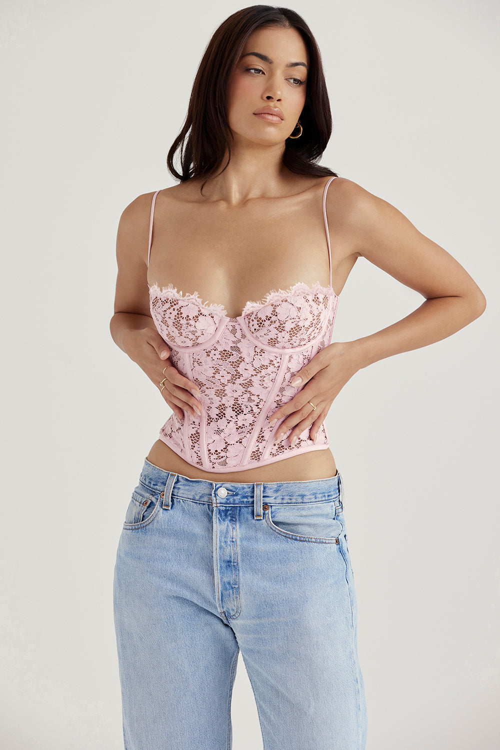 MILA LACE UNDERWIRED CORSET - White