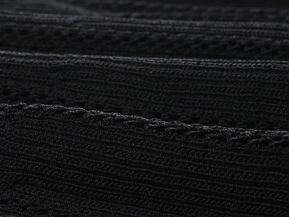 Short sleeve diamond buckle ruffle waist knit dress