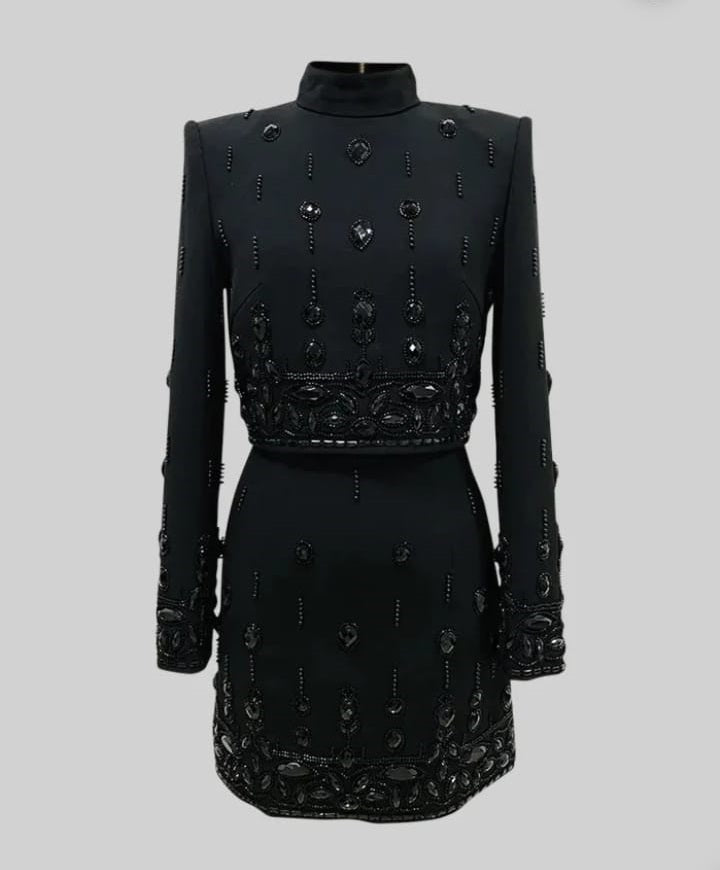 Diamond Embellished Co-Ord with Mini Skirt