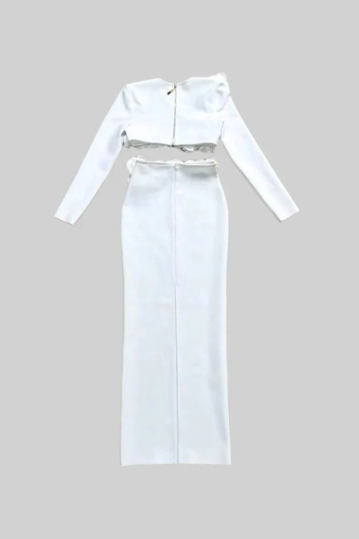 Two Piece Flower Detail Top and Maxi Skirt