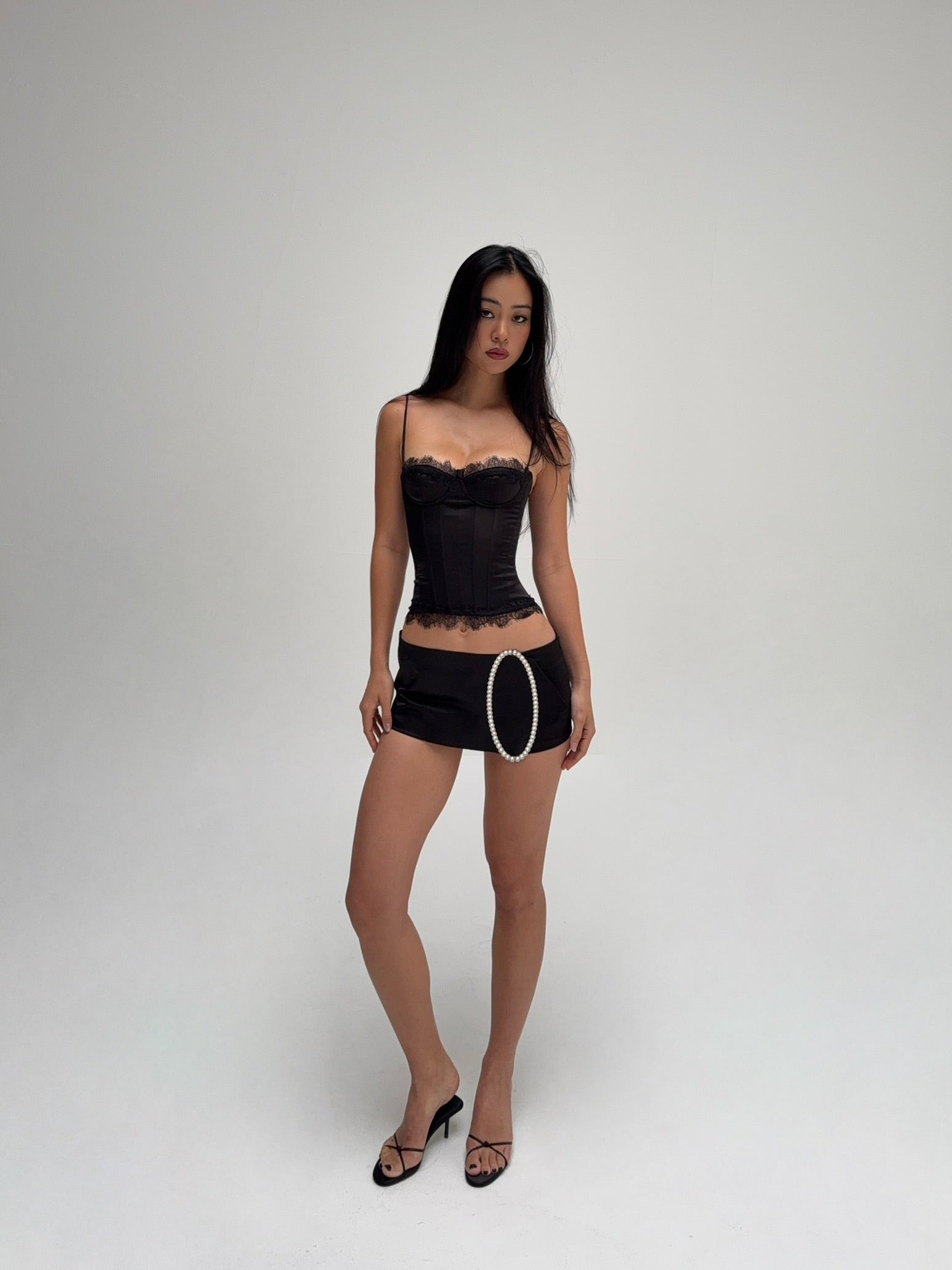 Pantera Sculpture Lace Corset top - Black